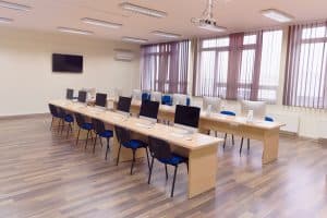 Empty desks on a table